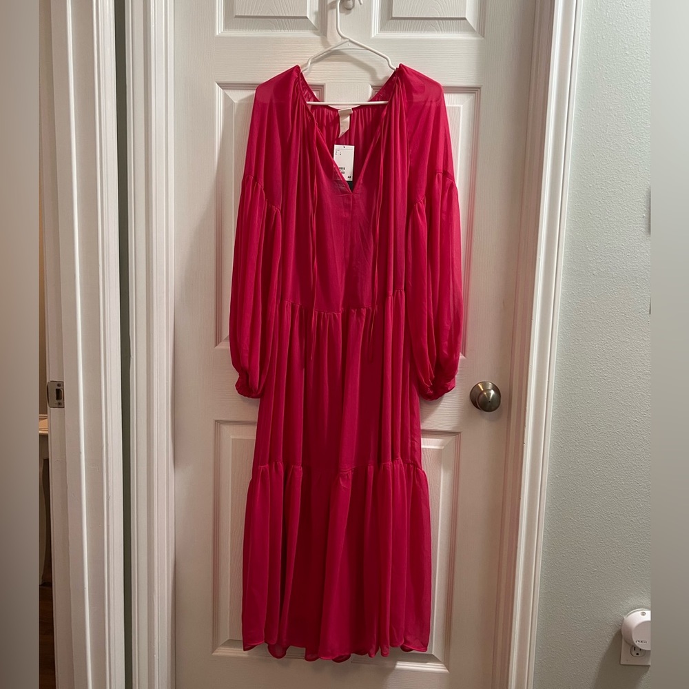 Hot pink chiffon maxi dress